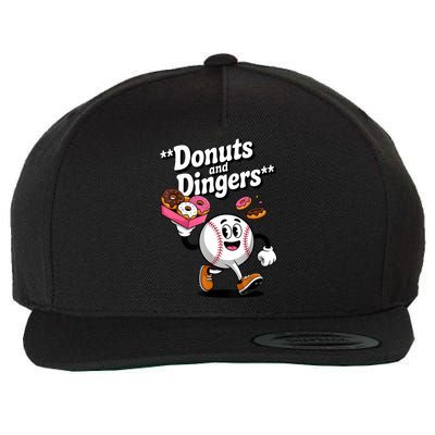 Donuts And Dingers Baseball Fan Humor Donut  Wool Snapback Cap