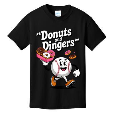 Donuts And Dingers Baseball Fan Humor Donut  Kids T-Shirt