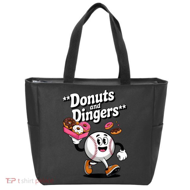 Donuts And Dingers Baseball Fan Humor Donut  Zip Tote Bag