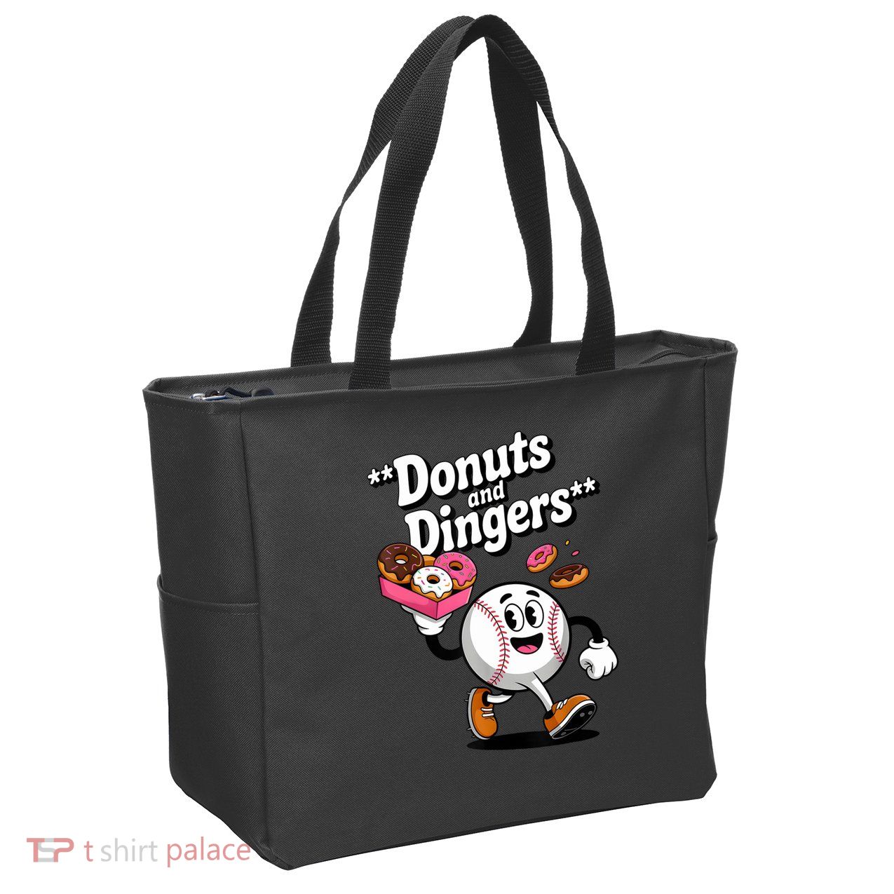 Donuts And Dingers Baseball Fan Humor Donut  Zip Tote Bag