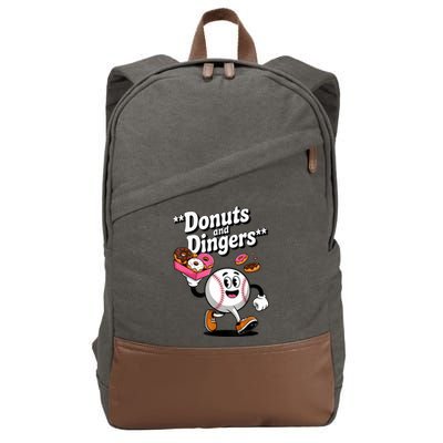 Donuts And Dingers Baseball Fan Humor Donut  Cotton Canvas Backpack