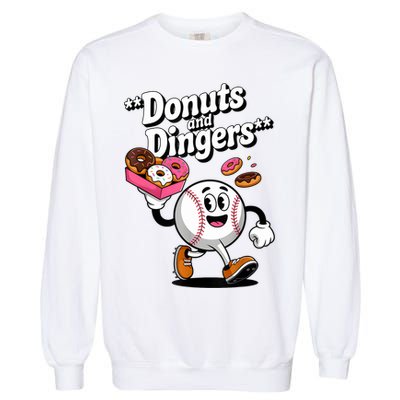 Donuts And Dingers Baseball Fan Humor Donut  Garment-Dyed Sweatshirt
