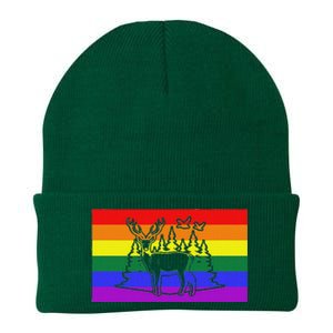 Deer And Duck Hunting Queer Lgbtq Rainbow G.A.Y Pride Flag Knit Cap Winter Beanie