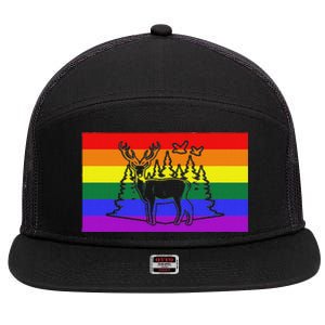 Deer And Duck Hunting Queer Lgbtq Rainbow G.A.Y Pride Flag 7 Panel Mesh Trucker Snapback Hat