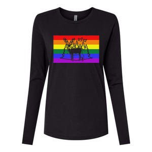 Deer And Duck Hunting Queer Lgbtq Rainbow G.A.Y Pride Flag Womens Cotton Relaxed Long Sleeve T-Shirt