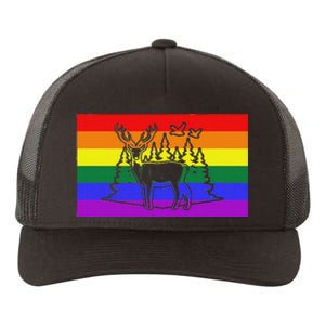 Deer And Duck Hunting Queer Lgbtq Rainbow G.A.Y Pride Flag Yupoong Adult 5-Panel Trucker Hat