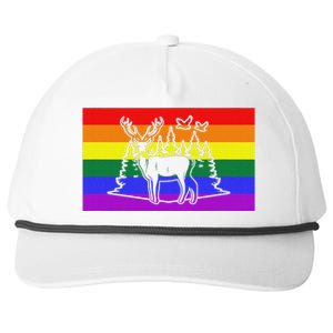 Deer And Duck Hunting Queer Lgbtq Rainbow G.A.Y Pride Flag Snapback Five-Panel Rope Hat