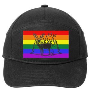 Deer And Duck Hunting Queer Lgbtq Rainbow G.A.Y Pride Flag 7-Panel Snapback Hat