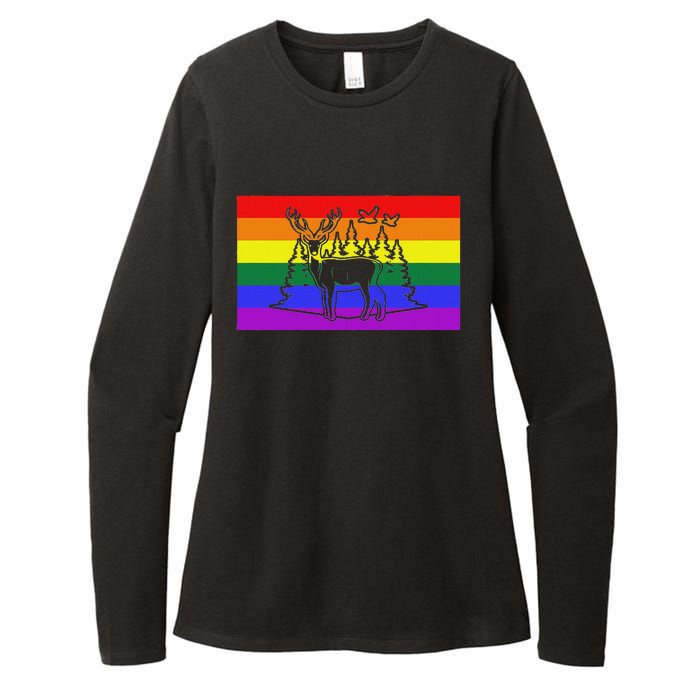 Deer And Duck Hunting Queer Lgbtq Rainbow G.A.Y Pride Flag Womens CVC Long Sleeve Shirt