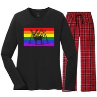 Deer And Duck Hunting Queer Lgbtq Rainbow G.A.Y Pride Flag Women's Long Sleeve Flannel Pajama Set 