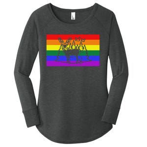 Deer And Duck Hunting Queer Lgbtq Rainbow G.A.Y Pride Flag Women's Perfect Tri Tunic Long Sleeve Shirt