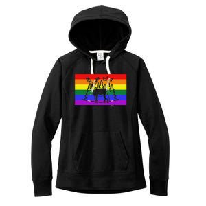 Deer And Duck Hunting Queer Lgbtq Rainbow G.A.Y Pride Flag Women's Fleece Hoodie