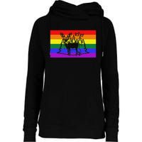 Deer And Duck Hunting Queer Lgbtq Rainbow G.A.Y Pride Flag Womens Funnel Neck Pullover Hood