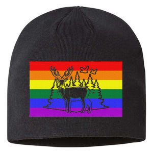 Deer And Duck Hunting Queer Lgbtq Rainbow G.A.Y Pride Flag Sustainable Beanie