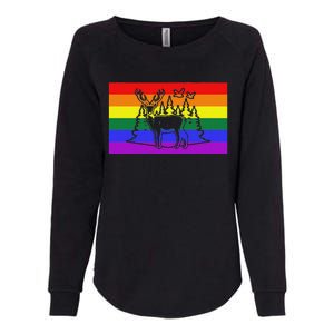 Deer And Duck Hunting Queer Lgbtq Rainbow G.A.Y Pride Flag Womens California Wash Sweatshirt