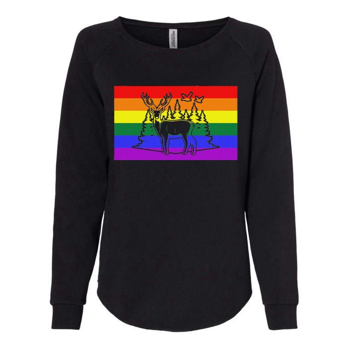 Deer And Duck Hunting Queer Lgbtq Rainbow G.A.Y Pride Flag Womens California Wash Sweatshirt