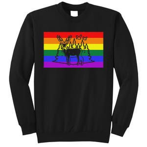 Deer And Duck Hunting Queer Lgbtq Rainbow G.A.Y Pride Flag Tall Sweatshirt