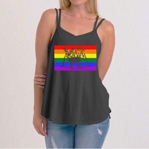 Deer And Duck Hunting Queer Lgbtq Rainbow G.A.Y Pride Flag Women's Strappy Tank