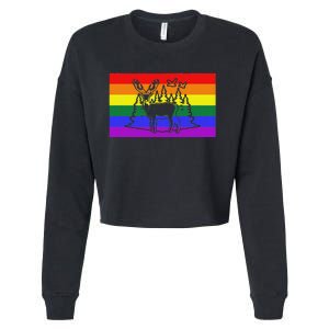 Deer And Duck Hunting Queer Lgbtq Rainbow G.A.Y Pride Flag Cropped Pullover Crew