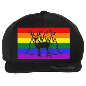 Deer And Duck Hunting Queer Lgbtq Rainbow G.A.Y Pride Flag Wool Snapback Cap