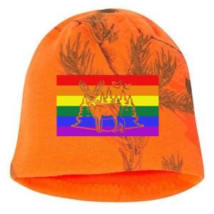 Deer And Duck Hunting Queer Lgbtq Rainbow G.A.Y Pride Flag Kati - Camo Knit Beanie