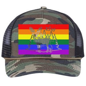 Deer And Duck Hunting Queer Lgbtq Rainbow G.A.Y Pride Flag Retro Rope Trucker Hat Cap