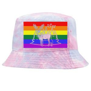 Deer And Duck Hunting Queer Lgbtq Rainbow G.A.Y Pride Flag Tie-Dyed Bucket Hat