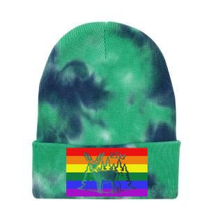 Deer And Duck Hunting Queer Lgbtq Rainbow G.A.Y Pride Flag Tie Dye 12in Knit Beanie