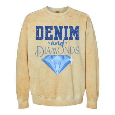 Denim And Diamonds Fashionable Trendy Jeans Colorblast Crewneck Sweatshirt