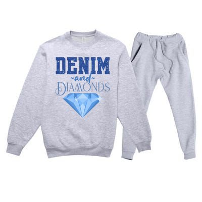 Denim And Diamonds Fashionable Trendy Jeans Premium Crewneck Sweatsuit Set