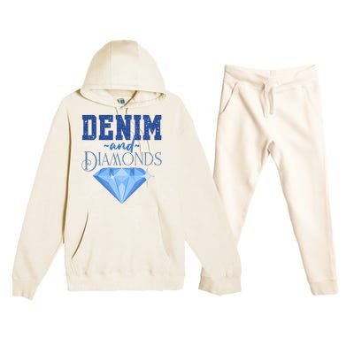 Denim And Diamonds Fashionable Trendy Jeans Premium Hooded Sweatsuit Set