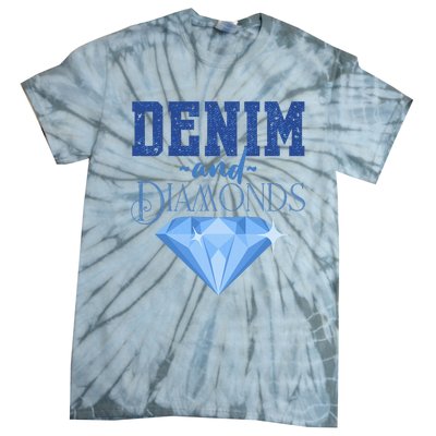 Denim And Diamonds Fashionable Trendy Jeans Tie-Dye T-Shirt