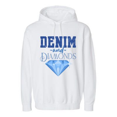 Denim And Diamonds Fashionable Trendy Jeans Garment-Dyed Fleece Hoodie