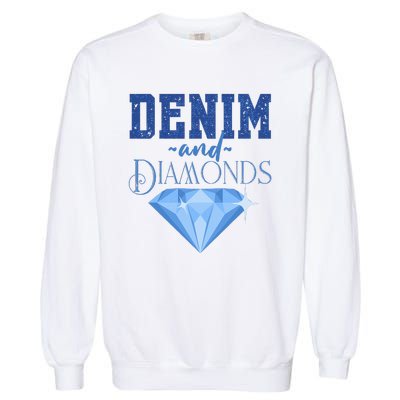 Denim And Diamonds Fashionable Trendy Jeans Garment-Dyed Sweatshirt