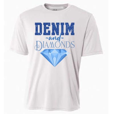 Denim And Diamonds Fashionable Trendy Jeans Cooling Performance Crew T-Shirt