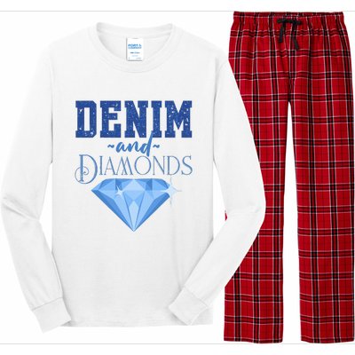 Denim And Diamonds Fashionable Trendy Jeans Long Sleeve Pajama Set