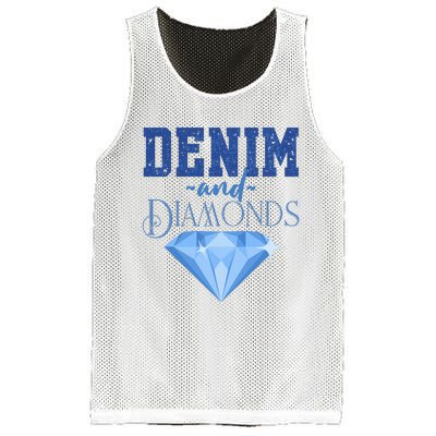 Denim And Diamonds Fashionable Trendy Jeans Mesh Reversible Basketball Jersey Tank