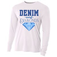 Denim And Diamonds Fashionable Trendy Jeans Cooling Performance Long Sleeve Crew