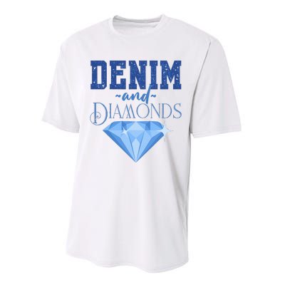 Denim And Diamonds Fashionable Trendy Jeans Performance Sprint T-Shirt