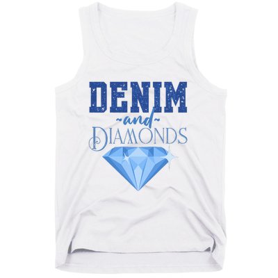 Denim And Diamonds Fashionable Trendy Jeans Tank Top