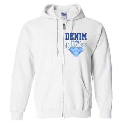 Denim And Diamonds Fashionable Trendy Jeans Full Zip Hoodie