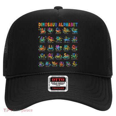 Dinosaur Alphabet Dino Abcs Learning For Boys Kids Adult Cool Gift High Crown Mesh Back Trucker Hat