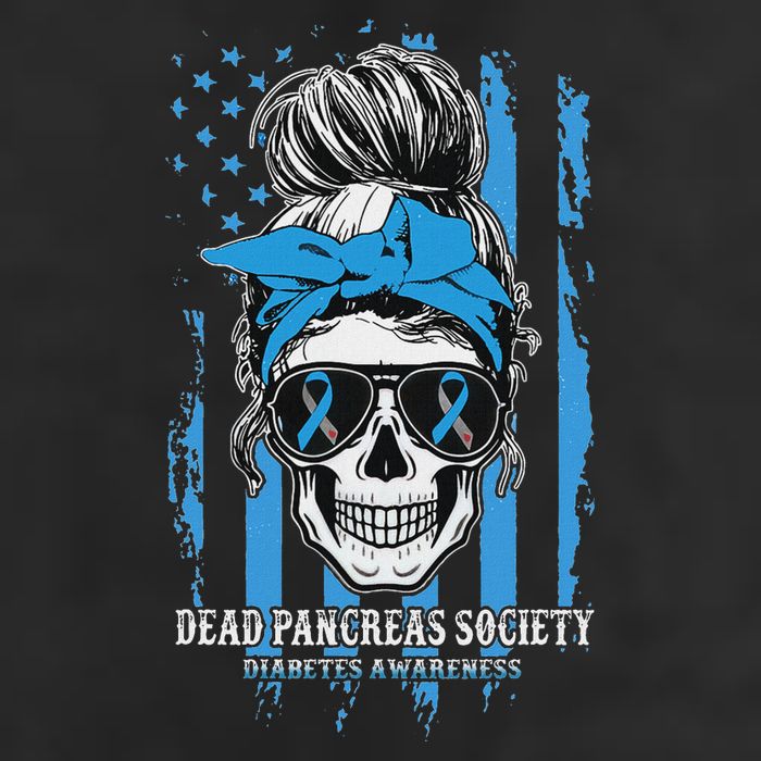 Diabetes Awareness Dead Pancreas Society Messy Bun 7 Panel Mesh Trucker Snapback Hat