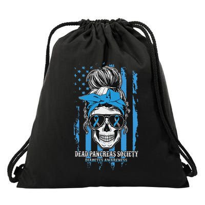 Diabetes Awareness Dead Pancreas Society Messy Bun Drawstring Bag