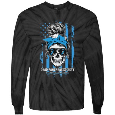 Diabetes Awareness Dead Pancreas Society Messy Bun Tie-Dye Long Sleeve Shirt