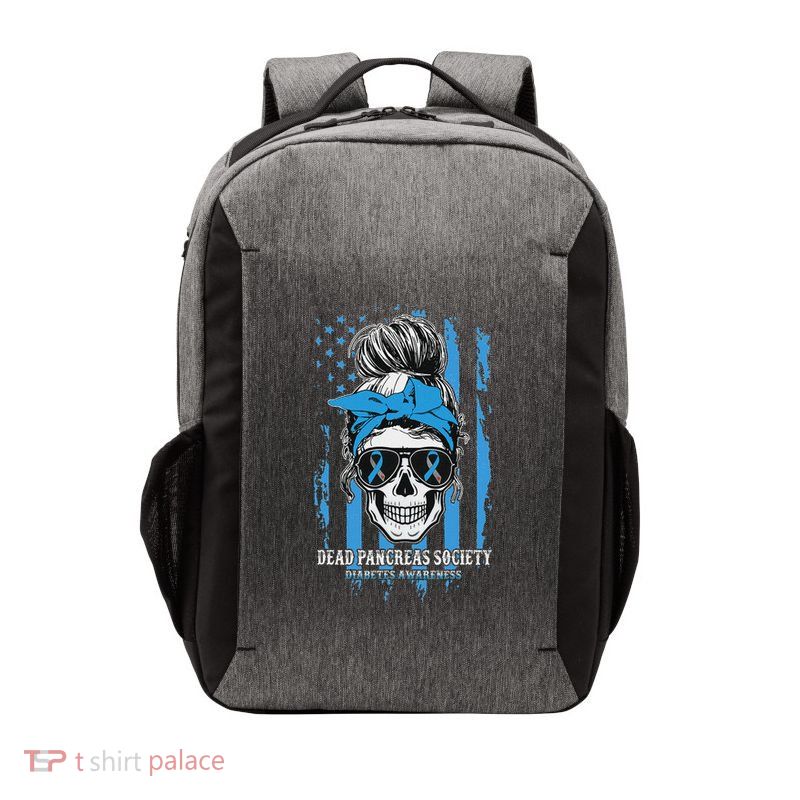 Diabetes Awareness Dead Pancreas Society Messy Bun Vector Backpack