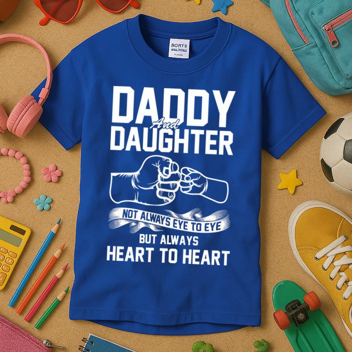 Daddy And Daughter Not Always Eye To Eye But Always Heart To Heart Kids T-Shirt