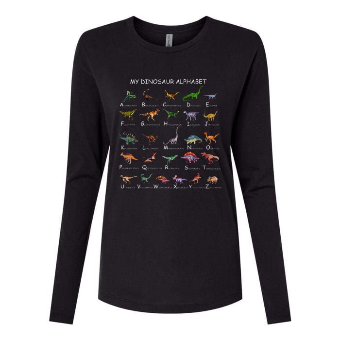 Dinosaur Alphabet Dino ABC For Kids Men Women Dinosaur Womens Cotton Relaxed Long Sleeve T-Shirt