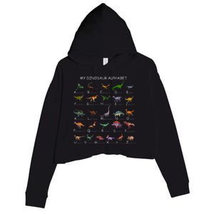 Dinosaur Alphabet Dino ABC For Kids Men Women Dinosaur Crop Fleece Hoodie