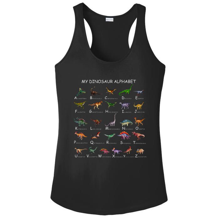 Dinosaur Alphabet Dino ABC For Kids Men Women Dinosaur Ladies PosiCharge Competitor Racerback Tank